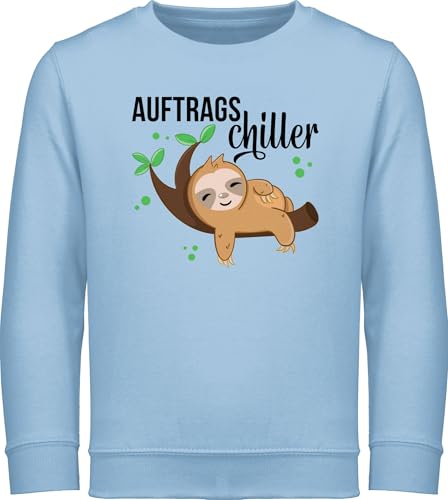 Sweatshirt Kinder Pullover für Jungen Mädchen - Tiermotiv Animal Print - Auftragschiller mit Faultier schwarz - 140 (9/11 Jahre) - Hellblau - tiermotive pulli tiermotiven fun-sweatshirts tier von Shirtracer