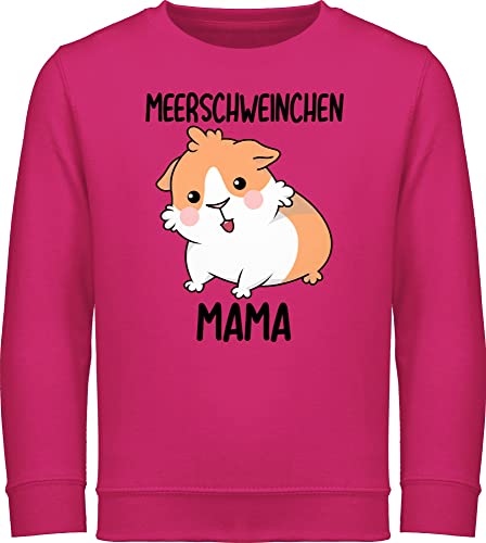 Sweatshirt Kinder Pullover für Jungen Mädchen - Tiermotiv Animal Print - Meerschweinchen Mama - 140 (9/11 Jahre) - Fuchsia - meerschwein reitpullover tiermotive pulli tiermotiven sweater tier von Shirtracer