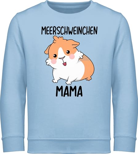 Sweatshirt Kinder Pullover für Jungen Mädchen - Tiermotiv Animal Print - Meerschweinchen Mama - 140 (9/11 Jahre) - Hellblau - tiermotive guinea pig reitpullover tiermotiven meerschwein kinderpulli von Shirtracer
