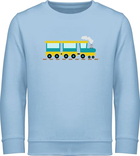 Sweatshirt Kinder Pullover für Jungen Mädchen - Traktor Bagger und Co. - Eisenbahn - 104 (3/4 Jahre) - Hellblau - Fahrzeuge Zug kinderpullover flugzeugen züge Pulli dampflok Langarm lokomotive von Shirtracer