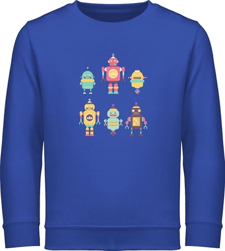 Sweatshirt Kinder Pullover für Jungen Mädchen - Trend Kinderkleidung und Co - Bunte Roboter - 140 (9/11 Jahre) - Royalblau - kind robot reitpullover kinderpullover hoddies/pullies pulli hoddy von Shirtracer