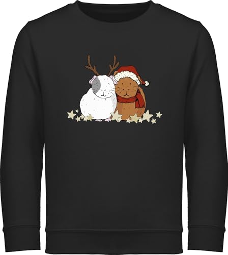 Sweatshirt Kinder Pullover für Jungen Mädchen - Weihnachten Geschenke Christmas - Weihnachtliche Meerschweinchen - 104 (3/4 Jahre) - Schwarz - weihnachtspulli weihnachtssweatshirt weihnachtsmotiv von Shirtracer
