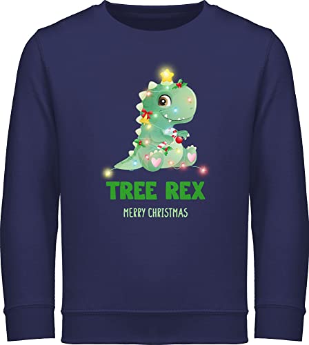 Sweatshirt Kinder Pullover für Jungen Mädchen - Weihnachten Geschenke - Tree Rex - Merry Christmas - 152 (12/13 Jahre) - Navy Blau - weihnachtssweatshirt weihnachtsmotiv Pulli weihnachtsoutfit von Shirtracer
