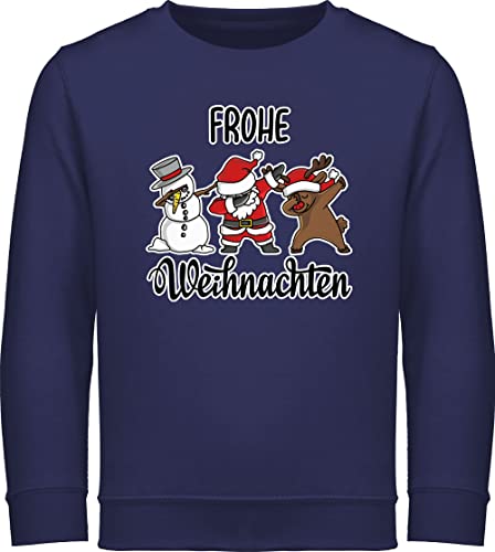 Sweatshirt Kinder Pullover für Jungen Mädchen - Geschenke Christmas - Frohe Weihnachten Dabbing - 104 (3/4 Jahre) - Navy Blau - Weihnachtspullover Junge weihnachtsoutfit weihnacht Santa Pulli von Shirtracer
