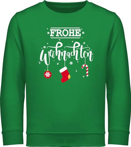 Sweatshirt Kinder Pullover für Jungen Mädchen - Frohe Weihnachten - 128 (7/8 Jahre) - Grün - Merry Christmas weihnachtspulli x-Mas Geschenke Geschenk fur zu weihnachtssweater Xmas weihnacht von Shirtracer