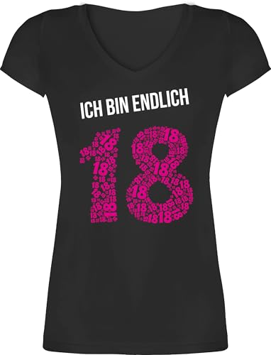 T-Shirt Damen V Ausschnitt - 18. Geburtstag - Achtzehnter Geburstag Mädchen - XS - Schwarz - 18 Shirt Tshirt volljährig Finally t-Shirts t 18ter 18ten endlich Tshirts zum Geschenk 18-Geburtstag T-Shirt Damen V Ausschnitt - 18. Geburtstag - Achtzehnter Geburstag Mädchen - XS - Schwarz - 18 Shirt Tshirt volljährig Finally t-Shirts t 18ter 18ten endlich Tshirts zum Geschenk 18-Geburtstag von Shirtracer