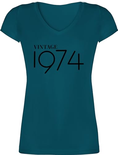 T-Shirt Damen V Ausschnitt - 50. Geburtstag - 1974 Vintage - L - Türkis - Geschenk 50 Tshirt Frauen zum Frau fuffzich Shirt Geschenk+50+Geburtstag Geschenke Jahre Geschenke+50+Geburtstag von Shirtracer