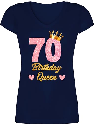 T-Shirt Damen V Ausschnitt - 70. Geburtstag - 70 Birthday Queen Geburtstags Königin Geburtstagsgeschenk 70 - XS - Dunkelblau - Mutter Tshirt 70.Geburtstag Shirt t zum Einer Frau Jahre 70ster Shirts T-Shirt Damen V Ausschnitt - 70. Geburtstag - 70 Birthday Queen Geburtstags Königin Geburtstagsgeschenk 70 - XS - Dunkelblau - Mutter Tshirt 70.Geburtstag Shirt t zum Einer Frau Jahre 70ster Shirts von Shirtracer