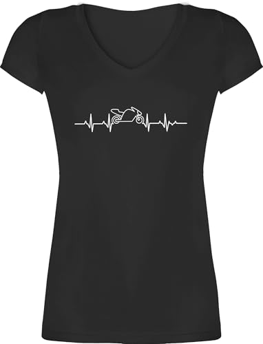 T-Shirt Damen V Ausschnitt - Biker - Herzschlag Motorrad I Motorbike - XS - Schwarz - Shirt Motiv Bike mottorad t-Shirts motorad Shirts Motorrad- EKG Tshirt motorrd Herz Tshirts Motorradfahrer T-Shirt Damen V Ausschnitt - Biker - Herzschlag Motorrad I Motorbike - XS - Schwarz - Shirt Motiv Bike mottorad t-Shirts motorad Shirts Motorrad- EKG Tshirt motorrd Herz Tshirts Motorradfahrer von Shirtracer