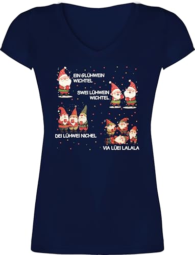 T-Shirt Damen V Ausschnitt - EIN Glühwein Swei Glühwein | Wichtel | EIN Glühwein Zwei Glühwein | Weihnachten | Wichtelgeschenk lustig | Elfe I Weihnachtsmarkt | Weihnachtsmotiv I Adventszeit - XS von Shirtracer