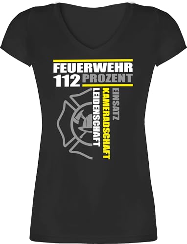 T-Shirt Damen V Ausschnitt - Feuerwehr 112 Prozent Einsatz Kameradschaft Leidenschaft I Freiwillige Feuerwehr Geschenk - XS - Schwarz - Tshirt feuerwehrgeschenkartikel mit Motiv Shirt Feuerwehrfrau T-Shirt Damen V Ausschnitt - Feuerwehr 112 Prozent Einsatz Kameradschaft Leidenschaft I Freiwillige Feuerwehr Geschenk - XS - Schwarz - Tshirt feuerwehrgeschenkartikel mit Motiv Shirt Feuerwehrfrau von Shirtracer