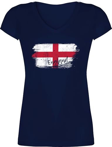 T-Shirt Damen V Ausschnitt - Fußball EM WM - England Vintage - XS - Dunkelblau - fußball-Fanartikel länder englische Shirt fußballtrikot Country Flagge Tshirt Fussball Europameisterschaft T-Shirt Damen V Ausschnitt - Fußball EM WM - England Vintage - XS - Dunkelblau - fußball-Fanartikel länder englische Shirt fußballtrikot Country Flagge Tshirt Fussball Europameisterschaft von Shirtracer