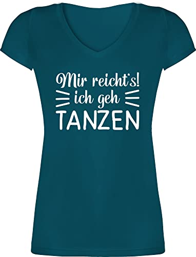 T-Shirt Damen V Ausschnitt - Geschenk - Mir reicht's ich GEH tanzen - XXL - Türkis - sportoberteile Frauen Tanz tänzerin line Dance Tshirt reicht es Outfit Tanzsport tanzmariechen t Shirts tänzer von Shirtracer