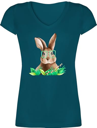 T-Shirt Damen V Ausschnitt - Hase mit Brille I Osterhase Nerd I Oster Hase - XS - Türkis - t Shirt Ostern osterhasen Bunny Tshirt auf Brust Hasen Easter Shirts hasenmotiv Ostern tailliert T-Shirt Damen V Ausschnitt - Hase mit Brille I Osterhase Nerd I Oster Hase - XS - Türkis - t Shirt Ostern osterhasen Bunny Tshirt auf Brust Hasen Easter Shirts hasenmotiv Ostern tailliert von Shirtracer
