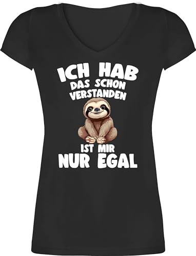 T-Shirt Damen V Ausschnitt - Ich hab das Schon verstanden ist Mir nur egal I Lustiger Spruch Faultier - XS - Schwarz - sprüche Shirt Tshirt Sloth mit t-Shirts lustig Motiv lustige Tshirts T-Shirt Damen V Ausschnitt - Ich hab das Schon verstanden ist Mir nur egal I Lustiger Spruch Faultier - XS - Schwarz - sprüche Shirt Tshirt Sloth mit t-Shirts lustig Motiv lustige Tshirts von Shirtracer