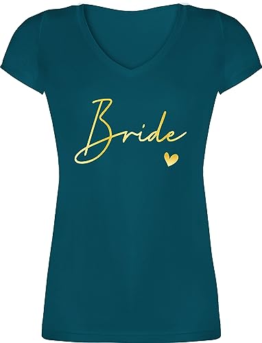 T-Shirt Damen V Ausschnitt - JGA Junggesellenabschied Frauen - Bride Braut - L - Türkis - junggessellinnenabschied Shirt Tshirt JGA. t jungesellenenabschied Trink Shirts jungesellinenabschied von Shirtracer