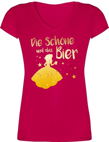 T-Shirt Damen V Ausschnitt - JGA Junggesellenabschied Frauen - Die Schöne und das Bier - XS - Fuchsia - bieroutfit Shirt junggesellinnenabschied Bachelorette Party Alki Tshirt biershirt T-Shirt Damen V Ausschnitt - JGA Junggesellenabschied Frauen - Die Schöne und das Bier - XS - Fuchsia - bieroutfit Shirt junggesellinnenabschied Bachelorette Party Alki Tshirt biershirt von Shirtracer