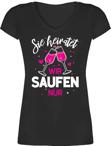 T-Shirt Damen V Ausschnitt - JGA Junggesellenabschied Frauen - Sie heiratet - Wir Saufen nur - XS - Schwarz - junggesellinnenabschied-Frauen-Tshirt- Shirt junggesellinnenabschied Bachelorette Party T-Shirt Damen V Ausschnitt - JGA Junggesellenabschied Frauen - Sie heiratet - Wir Saufen nur - XS - Schwarz - junggesellinnenabschied-Frauen-Tshirt- Shirt junggesellinnenabschied Bachelorette Party von Shirtracer