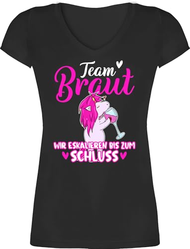 T-Shirt Damen V Ausschnitt - JGA Junggesellenabschied Frauen - Team Braut - Einhorn Eskalieren - XS - Schwarz - Outfit Shirt junggesellinnenabschied Bachelorette Party Tshirt Frau T-Shirt Damen V Ausschnitt - JGA Junggesellenabschied Frauen - Team Braut - Einhorn Eskalieren - XS - Schwarz - Outfit Shirt junggesellinnenabschied Bachelorette Party Tshirt Frau von Shirtracer
