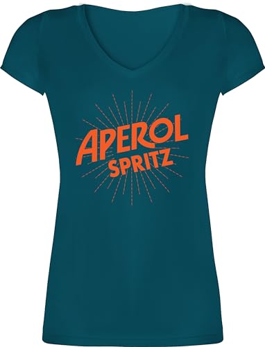 T-Shirt Damen V Ausschnitt - Karneval & Fasching - Aperol Spritz Kostüm - XL - Türkis - Shirt Karneval- t Oberteil fassenacht Tshirt kölner köstüme faschingst-Shirt strassenkarneval von Shirtracer