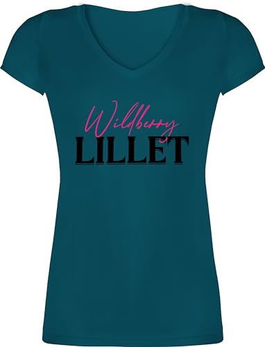 T-Shirt Damen V Ausschnitt - Karneval & Fasching - Wildberry Lillet Kostüm Wild Berry Verkleidung - XL - Türkis - Shirt lustiges faschingskost t Karneval&Fasching Oberteil kostùm Oberteile von Shirtracer