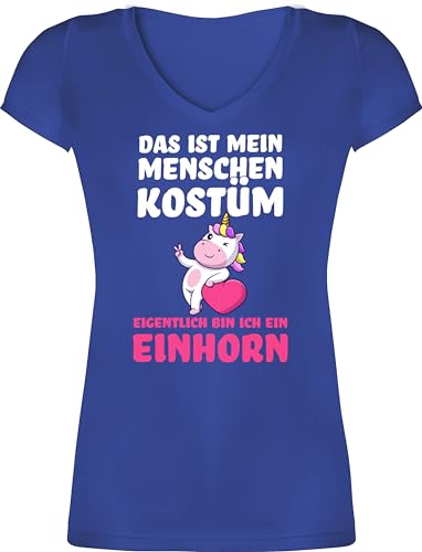 T-Shirt Damen V Ausschnitt - Karneval & Fasching - Das ist Mein Menschen Kostüm eigentlich Bin ich EIN Einhorn I Fastnacht I Fasnacht I Fasnet - XS - Blau - faschingsshirt Faschings Shirt T-Shirt Damen V Ausschnitt - Karneval & Fasching - Das ist Mein Menschen Kostüm eigentlich Bin ich EIN Einhorn I Fastnacht I Fasnacht I Fasnet - XS - Blau - faschingsshirt Faschings Shirt von Shirtracer