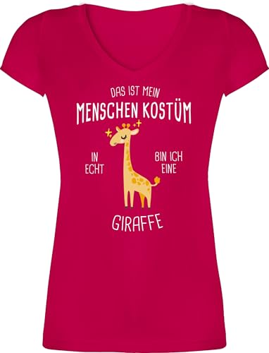T-Shirt Damen V Ausschnitt - Karneval & Fasching - Das ist Mein Menschenkostüm in echt Bin ich eine Giraffe I Giraffenkostüm I Giraffen - XS - Fuchsia - faschingsshirt Faschings Spruch Tshirts T-Shirt Damen V Ausschnitt - Karneval & Fasching - Das ist Mein Menschenkostüm in echt Bin ich eine Giraffe I Giraffenkostüm I Giraffen - XS - Fuchsia - faschingsshirt Faschings Spruch Tshirts von Shirtracer