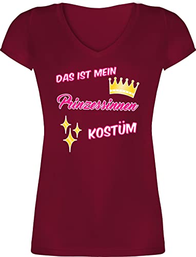 T-Shirt Damen V Ausschnitt - Karneval & Fasching - Das ist Mein Prinzessinnen Kostüm - 3XL - Bordeauxrot - lustiges faschingskost t Shirt Fasching+Shirt+Damen Partner Faschings Oberteile Oberteil von Shirtracer