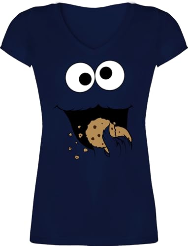 T-Shirt Damen V Ausschnitt - Karneval & Fasching - Keks Monster I Krümelmonster I Cookie Monster Fastnacht I Fasnacht I Fasnet - XS - Dunkelblau - Faschings-t-Shirt faschingsshirt Faschings Auge T-Shirt Damen V Ausschnitt - Karneval & Fasching - Keks Monster I Krümelmonster I Cookie Monster Fastnacht I Fasnacht I Fasnet - XS - Dunkelblau - Faschings-t-Shirt faschingsshirt Faschings Auge von Shirtracer