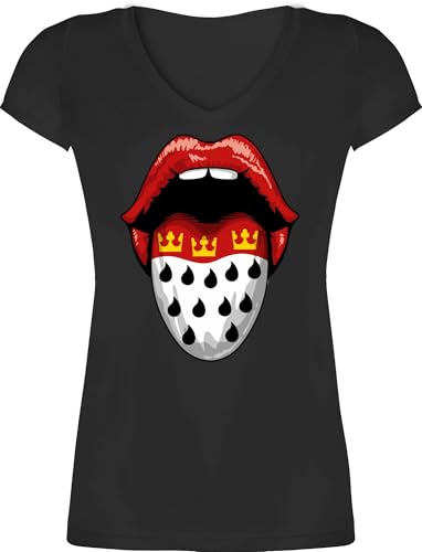 T-Shirt Damen V Ausschnitt - Karneval & Fasching - Köln Wappen Mund Zunge I Fastnacht I Fasnacht I Fasnet - XS - Schwarz - kölsch Shirt faschingsshirt Faschings Koln Shirts Faschings-t-Shirt T-Shirt Damen V Ausschnitt - Karneval & Fasching - Köln Wappen Mund Zunge I Fastnacht I Fasnacht I Fasnet - XS - Schwarz - kölsch Shirt faschingsshirt Faschings Koln Shirts Faschings-t-Shirt von Shirtracer