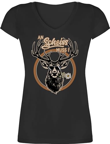 T-Shirt Damen V Ausschnitt - Kompatibel mit Oktoberfest - An Scheiß muss i Hirsch Hirschgeweih - XS - Schwarz - trachtenshirt bayrische Tshirt Trachten-Tshirt bayrisch Shirt trachtenshirts Tracht T-Shirt Damen V Ausschnitt - Kompatibel mit Oktoberfest - An Scheiß muss i Hirsch Hirschgeweih - XS - Schwarz - trachtenshirt bayrische Tshirt Trachten-Tshirt bayrisch Shirt trachtenshirts Tracht von Shirtracer