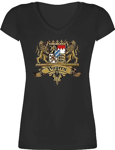 T-Shirt Damen V Ausschnitt - Kompatibel mit Oktoberfest - Bayern Wappen Bayernland Freistaat Bayern - XS - Schwarz - trachtenshirt bayrische Bayern, Shirt Trachten-Tshirt bayrisch bayerische Tshirt T-Shirt Damen V Ausschnitt - Kompatibel mit Oktoberfest - Bayern Wappen Bayernland Freistaat Bayern - XS - Schwarz - trachtenshirt bayrische Bayern, Shirt Trachten-Tshirt bayrisch bayerische Tshirt von Shirtracer