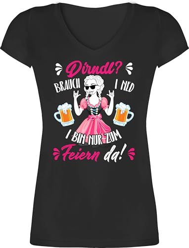 T-Shirt Damen V Ausschnitt - Kompatibel mit Oktoberfest - Dirndl Ersatz Dirndl Spruch - 3XL - Schwarz - bayrische Tracht Tshirt trachtenshirt bayrisch i Shirt Trachten Trachten-Tshirt Octoberfest von Shirtracer