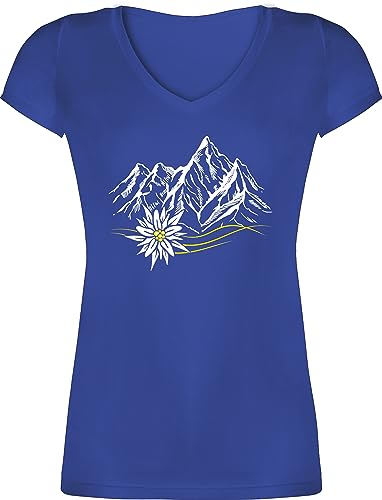 T-Shirt Damen V Ausschnitt - Kompatibel mit Oktoberfest - Edelweiß Berge Wandern Wanderlust Berg Ruft Alpen - XS - Blau - Tshirt für Wanderer trachtenshirt bayrische Bergen Shirt Wander Outfit T-Shirt Damen V Ausschnitt - Kompatibel mit Oktoberfest - Edelweiß Berge Wandern Wanderlust Berg Ruft Alpen - XS - Blau - Tshirt für Wanderer trachtenshirt bayrische Bergen Shirt Wander Outfit von Shirtracer