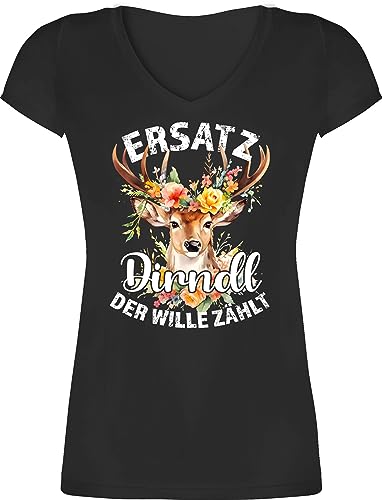 T-Shirt Damen V Ausschnitt - Kompatibel mit Oktoberfest - Ersatz Dirndl Der Wille Zählt - XS - Schwarz - hirschgeweih Trachten Shirt trachtenshirt bayrische geweih Shirts Tshirt Tracht Hirsch T-Shirt Damen V Ausschnitt - Kompatibel mit Oktoberfest - Ersatz Dirndl Der Wille Zählt - XS - Schwarz - hirschgeweih Trachten Shirt trachtenshirt bayrische geweih Shirts Tshirt Tracht Hirsch von Shirtracer