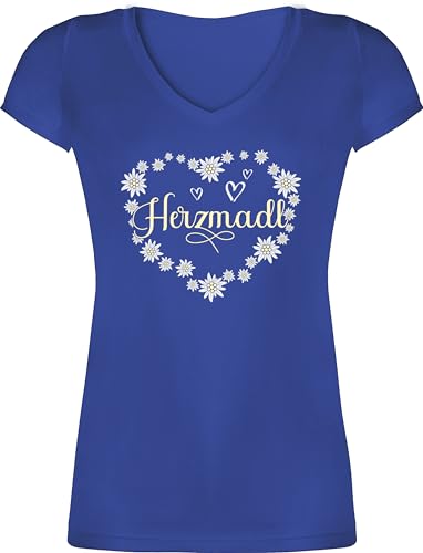 T-Shirt Damen V Ausschnitt - Kompatibel mit Oktoberfest - Herzmadl Madel MADL Mädel - XS - Blau - trachtenshirt Trachten-Tshirt bayrische Tshirt trachtenshirts bayrisch Shirt trachtenoberteile T-Shirt Damen V Ausschnitt - Kompatibel mit Oktoberfest - Herzmadl Madel MADL Mädel - XS - Blau - trachtenshirt Trachten-Tshirt bayrische Tshirt trachtenshirts bayrisch Shirt trachtenoberteile von Shirtracer