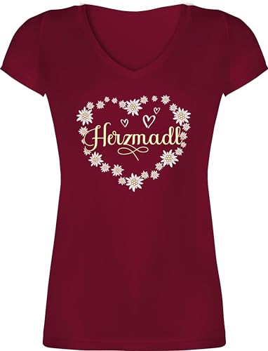 T-Shirt Damen V Ausschnitt - Kompatibel mit Oktoberfest - Herzmadl Madel MADL Mädel - XS - Bordeauxrot - trachtenshirt Trachten-Tshirt bayrische Tshirt trachtenshirts bayrisch Shirt T-Shirt Damen V Ausschnitt - Kompatibel mit Oktoberfest - Herzmadl Madel MADL Mädel - XS - Bordeauxrot - trachtenshirt Trachten-Tshirt bayrische Tshirt trachtenshirts bayrisch Shirt von Shirtracer
