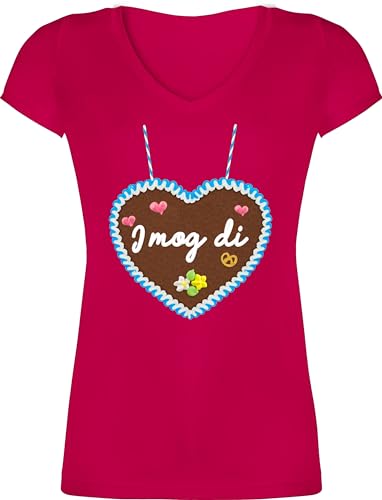 T-Shirt Damen V Ausschnitt - Kompatibel mit Oktoberfest - I mog di - Lebkuchenherz - Gänseblümchen Butterblume Herzen - XS - Fuchsia - trachtenshirt Trachten-Tshirt bayrische wiesnherzen Shirts T-Shirt Damen V Ausschnitt - Kompatibel mit Oktoberfest - I mog di - Lebkuchenherz - Gänseblümchen Butterblume Herzen - XS - Fuchsia - trachtenshirt Trachten-Tshirt bayrische wiesnherzen Shirts von Shirtracer