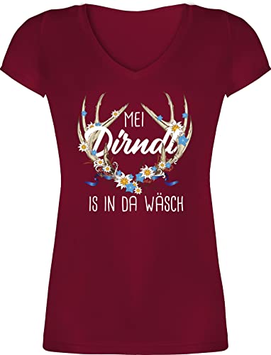 T-Shirt Damen V Ausschnitt - Kompatibel mit Oktoberfest - MEI Dirndl is in da Wäsch Hirschgeweih - XL - Bordeauxrot - Trachten Tshirt edelweiß trachtenshirt bayrische Hirsch Shirts T-Shirt Damen V Ausschnitt - Kompatibel mit Oktoberfest - MEI Dirndl is in da Wäsch Hirschgeweih - XL - Bordeauxrot - Trachten Tshirt edelweiß trachtenshirt bayrische Hirsch Shirts von Shirtracer