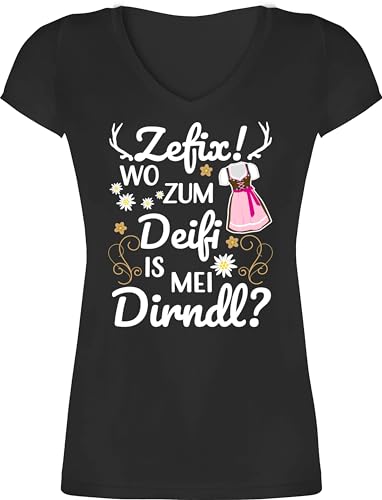 T-Shirt Damen V Ausschnitt - Kompatibel mit Oktoberfest - Wo zum Deifi is MEI Dirndl - XS - Schwarz - trachtenshirt bayrische Shirt Trachten-Tshirt bayrisch Tshirt trachtenshirts Tracht Tshirts T-Shirt Damen V Ausschnitt - Kompatibel mit Oktoberfest - Wo zum Deifi is MEI Dirndl - XS - Schwarz - trachtenshirt bayrische Shirt Trachten-Tshirt bayrisch Tshirt trachtenshirts Tracht Tshirts von Shirtracer