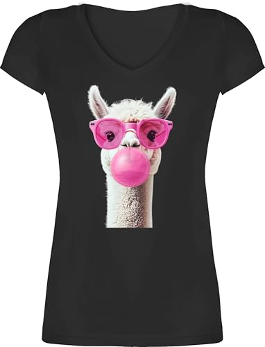 T-Shirt Damen V Ausschnitt - Lama - Cooles Alpaka Geschenk Alpakas I - XS - Schwarz - Motiv mit Motiven T-Shirt Damen V Ausschnitt - Lama - Cooles Alpaka Geschenk Alpakas I - XS - Schwarz - Motiv mit Motiven von Shirtracer