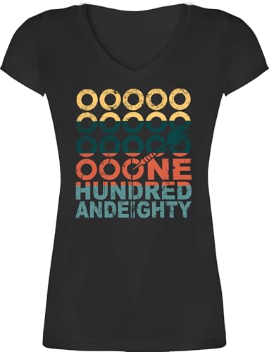 T-Shirt Damen V Ausschnitt - One Hundred and Eighty - bunt - XS - Schwarz - Sport Dart Shirt Darts Tshirt darten Shirts Tshirts t-Shirts Kurzarm t Frauen von Shirtracer