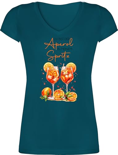T-Shirt Damen V Ausschnitt - Pärchen - Du bist der Aperol in Meinem Spritz | Accessoires Aperol Spritz Geschenk Italien Geschenke Alkohol - 3XL - Türkis - t Shirt Partner Oberteile Paar Spritz￼ von Shirtracer
