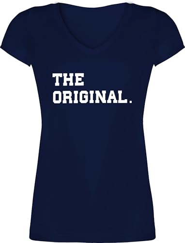 T-Shirt Damen V Ausschnitt - Partner-Look Familie Mama - The Original The Remix Eltern - M - Dunkelblau - Partnerlook dad Tshirt mom Daddy Shirt Partner Look Familien Tshirts Mutter Vater Tochter von Shirtracer