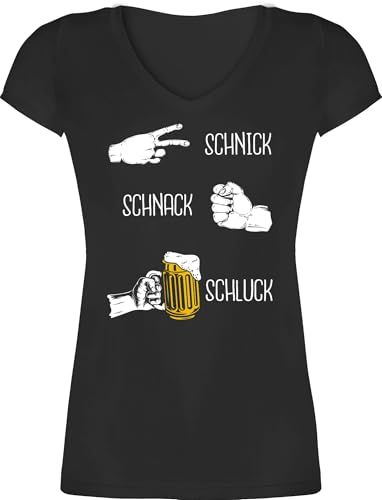 T-Shirt Damen V Ausschnitt - & Alkohol - Schnick Schnack Schluck I Saufen I Schere Stein Papier I JGA Trinksprüche Malle I Biergeschenke lustig I Alkoholliebe I Party I Trink Spruch - XS - Schwarz T-Shirt Damen V Ausschnitt - & Alkohol - Schnick Schnack Schluck I Saufen I Schere Stein Papier I JGA Trinksprüche Malle I Biergeschenke lustig I Alkoholliebe I Party I Trink Spruch - XS - Schwarz von Shirtracer