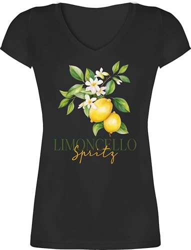 T-Shirt Damen V Ausschnitt - Party & Alkohol - Limoncello Spritz | Italien-Fans | Italienischer Likör | Zitronenlikör - XS - Schwarz - Shirt Sauf-Shirts Sauf Tshirt trinkshirt Alki Shirts T-Shirt Damen V Ausschnitt - Party & Alkohol - Limoncello Spritz | Italien-Fans | Italienischer Likör | Zitronenlikör - XS - Schwarz - Shirt Sauf-Shirts Sauf Tshirt trinkshirt Alki Shirts von Shirtracer