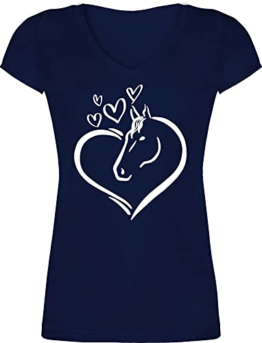 T-Shirt Damen V Ausschnitt - Pferde - Pferdeportrait - XS - Dunkelblau - reitoberteil Pferde-Shirt pferdeliebhaber Horses Shirt Reiter Oberteile Pferd tiermotiv Tshirt reitoberteile reiten T-Shirt Damen V Ausschnitt - Pferde - Pferdeportrait - XS - Dunkelblau - reitoberteil Pferde-Shirt pferdeliebhaber Horses Shirt Reiter Oberteile Pferd tiermotiv Tshirt reitoberteile reiten von Shirtracer