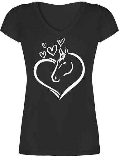T-Shirt Damen V Ausschnitt - Pferde - Pferdeportrait - XS - Schwarz - reitoberteil Pferde-Shirt pferdeliebhaber Horses Shirt Reiter Oberteile Pferd tiermotiv Tshirt reitoberteile reiten pferdeherz T-Shirt Damen V Ausschnitt - Pferde - Pferdeportrait - XS - Schwarz - reitoberteil Pferde-Shirt pferdeliebhaber Horses Shirt Reiter Oberteile Pferd tiermotiv Tshirt reitoberteile reiten pferdeherz von Shirtracer
