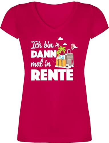 T-Shirt Damen V Ausschnitt - Rentnerin - Ich Bin dann mal in Rente I Geschenk Rente I Ruhestand - XS - Fuchsia - Rentner Tshirt Shirt zum renten eintritt abschiedgeschenk kollegin im Shirts für von Shirtracer