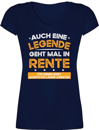 T-Shirt Damen V Ausschnitt - Ruhestand & Geschenk Rentnerin - Auch eine Legende geht mal in Rente - M - Dunkelblau - sprüche für pensionierung Geschenke Frau zur endlich kollegin Rentner Abschied von Shirtracer